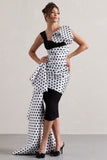 Unattainable Black Polka Dot Wrap Midi Dress Volume Drape