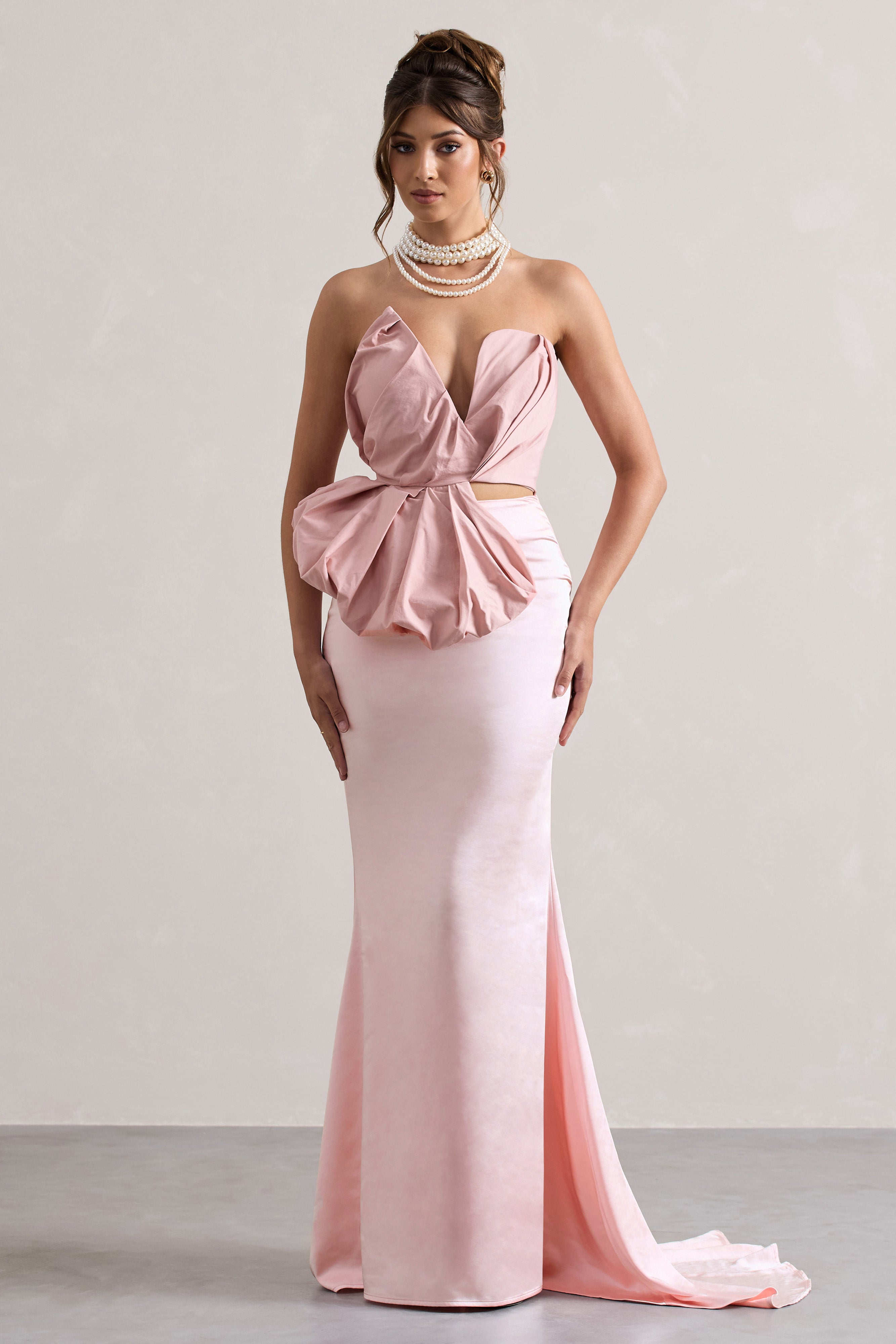Couture Pink Satin Maxi Skirt