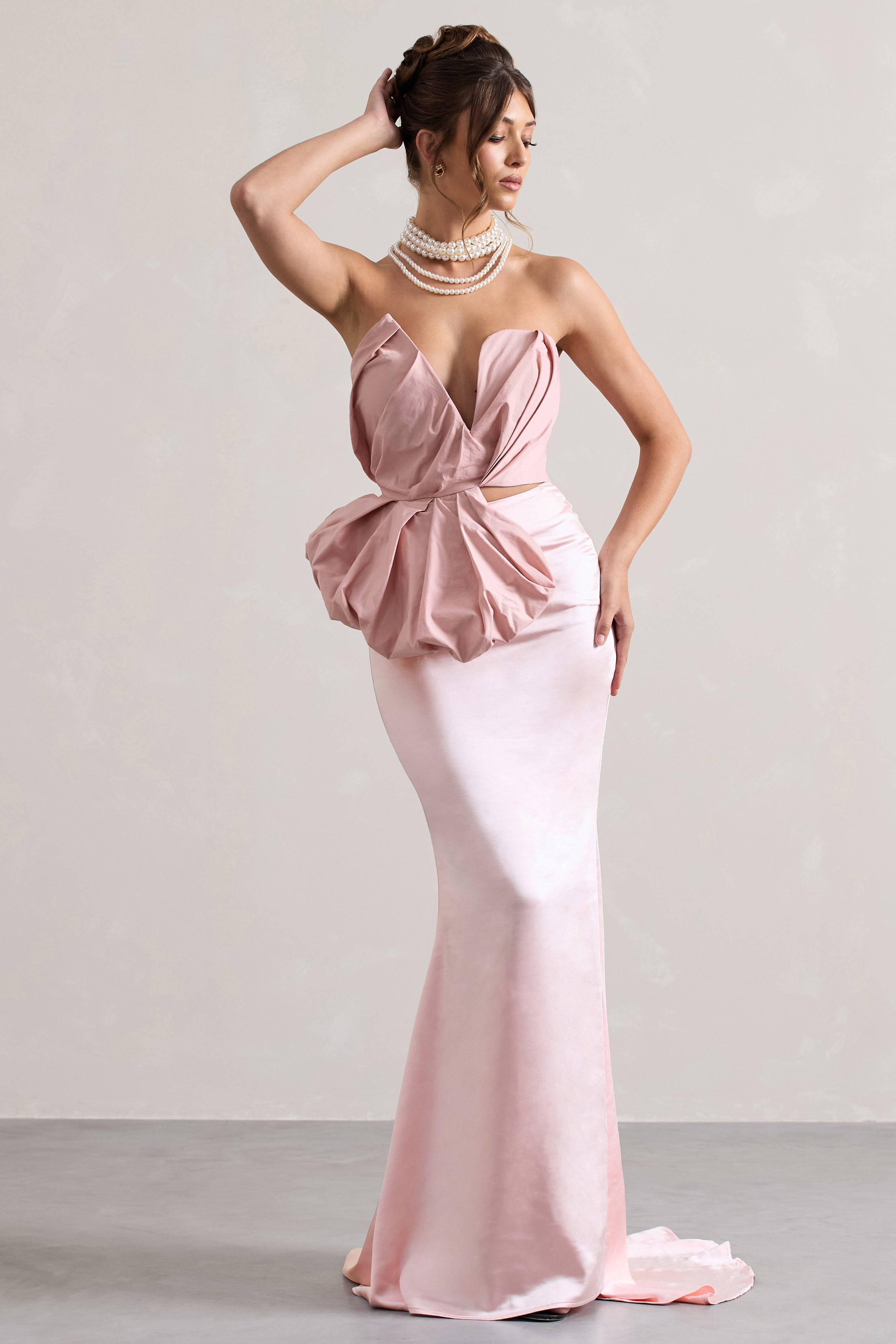 Couture Pink Satin Maxi Skirt