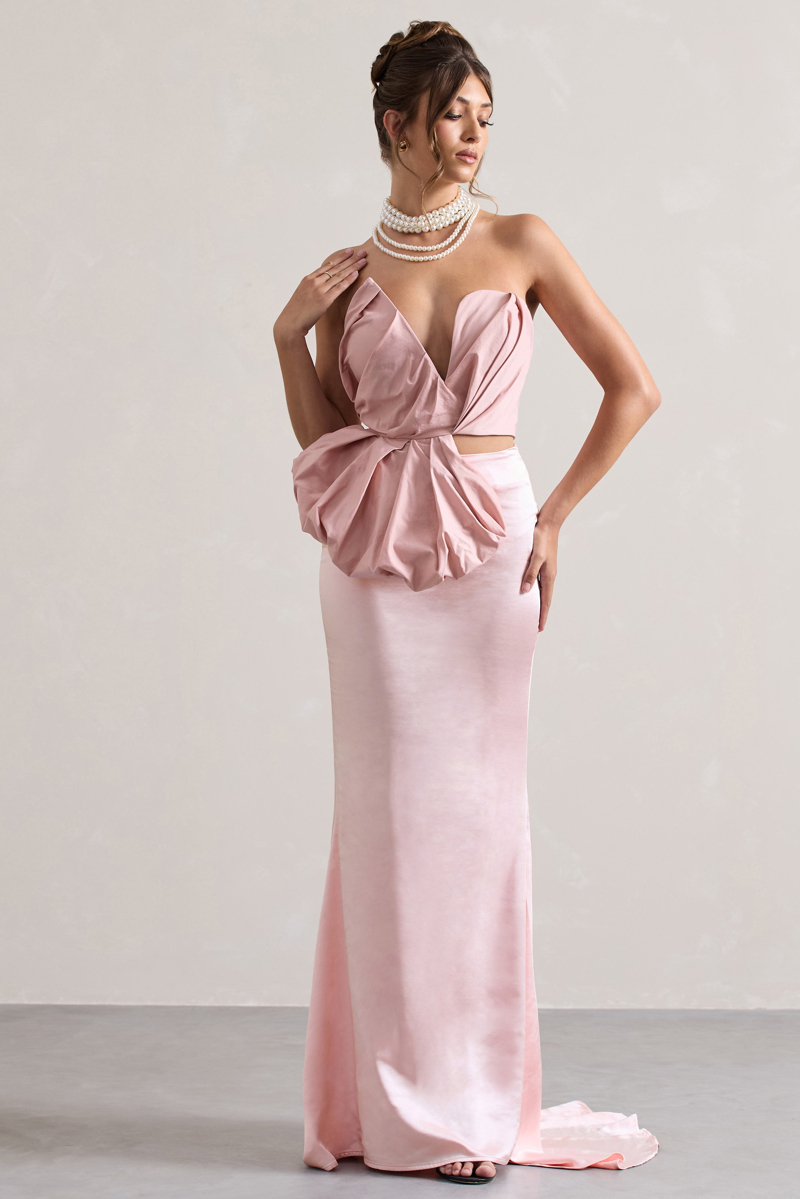 Couture Pink Satin Maxi Skirt