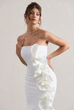 Concept Cream Bandeau Ruffle Midi Dress