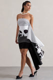 Variety Multi Print Bandeau Mini Dress With Ruffled Side Drape