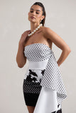 Variety Multi Print Bandeau Mini Dress With Ruffled Side Drape