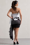 Variety Multi Print Bandeau Mini Dress With Ruffled Side Drape