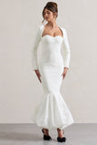 London Cream Sweetheart Maxi Dress With Volume Hem