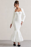 London Cream Sweetheart Maxi Dress With Volume Hem