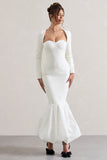 London Cream Sweetheart Maxi Dress With Volume Hem