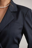 State Of Mind Navy Pinstripe Tailored Blazer Mini Dress