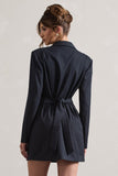 State Of Mind Navy Pinstripe Tailored Blazer Mini Dress