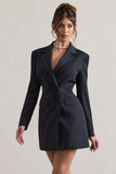 State Of Mind Navy Pinstripe Tailored Blazer Mini Dress