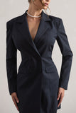 State Of Mind Navy Pinstripe Tailored Blazer Mini Dress