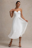 Bordeaux Cream Satin Corset Style Midi Dress