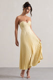 Bordeaux Lemon Satin Corset Style Midi Dress