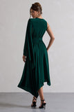 Fable Bottle Green Plunge-Neck Maxi Dress With Cape Sleeve