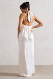 Gloriana Cream Satin High-Neck Maxi Dress