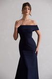 Windsor Navy Bardot Midi Dress