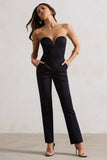Camden Black Corset Style Tailored Straight-Leg Jumpsuit
