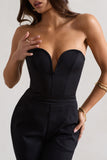 Camden Black Corset Style Tailored Straight-Leg Jumpsuit