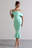 Lydia Mint Bardot Bow Detail Midi Dress
