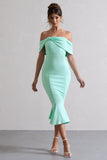 Lydia Mint Bardot Bow Detail Midi Dress