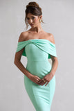 Lydia Mint Bardot Bow Detail Midi Dress