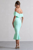 Lydia Mint Bardot Bow Detail Midi Dress