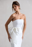 To Me White Bandeau Midi Dress With Oversized Bow