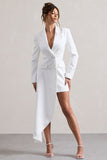 Spiral White Tailored Blazer Mini Dress With Asymmetric Hem