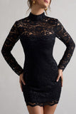 Gossip Black Lace High-Neck Mini Dress