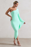 My Level Mint Asymmetric Midi Dress With Cape Sleeve