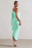 My Level Mint Asymmetric Midi Dress With Cape Sleeve