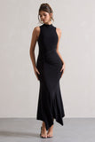 Brionna Black High-Neck Twist Maxi Dress