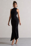 Brionna Black High-Neck Twist Maxi Dress