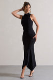 Brionna Black High-Neck Twist Maxi Dress