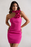 The Social Dark Pink Mini Dress With Ruffled Choker