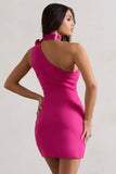 The Social Dark Pink Mini Dress With Ruffled Choker
