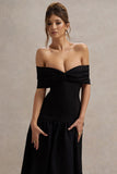 Marguerite Black Twisted Bardot Drop-Waist Maxi Dress