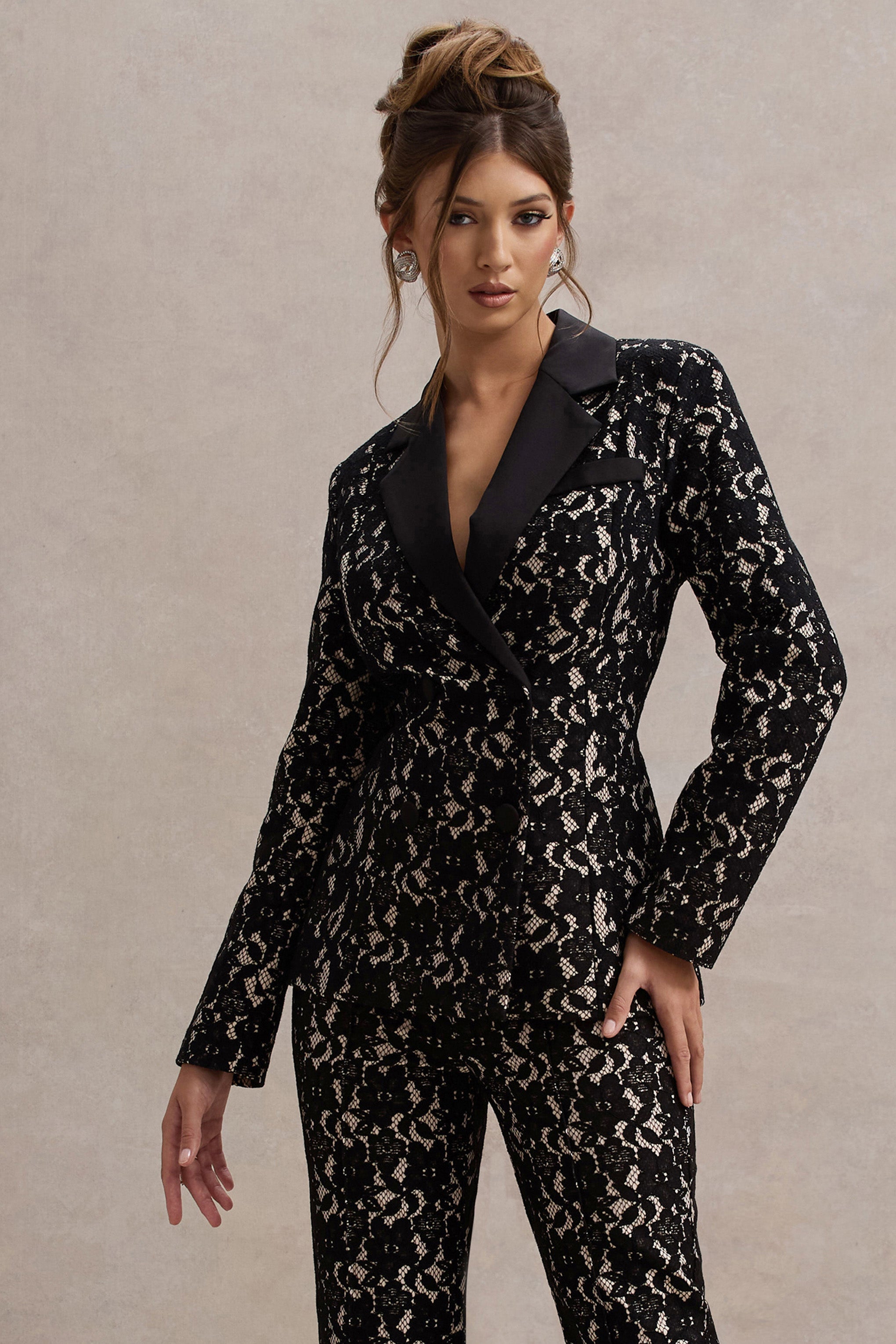 Kennedy Black Lace Tailored Blazer
