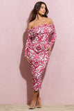 Over Love Pink Porcelain Print Bardot Midi Dress