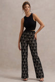 Jordanne Black Lace Flared-Leg Trousers