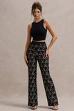 Jordanne Black Lace Flared-Leg Trousers