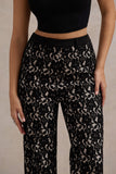 Jordanne Black Lace Flared-Leg Trousers