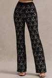 Jordanne Black Lace Flared-Leg Trousers