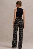 Jordanne Black Lace Flared-Leg Trousers