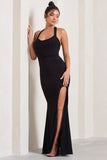 Idol Black Halter-Neck Split Maxi Dress