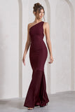 Passion Plum One Shoulder Cut-Out Maxi Dress