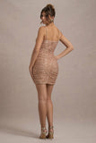 Gem Rose Gold Sequin Ruched Strappy Mini Dress