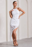 Caught My Eye White Sequin Asymmetric Strappy Maxi Dress