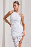 Caught My Eye White Sequin Asymmetric Strappy Maxi Dress