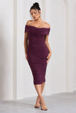 Amanda Cherry Twisted Wrap Bardot Midi Dress